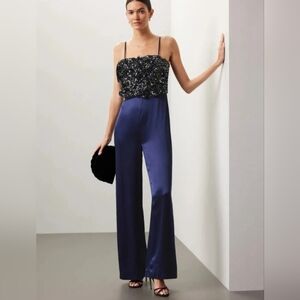 BADGLEY MISHKA Blue Rose Jumpsuit